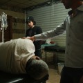 A patient is treated at the Bustan Al-Qasr medical field centre