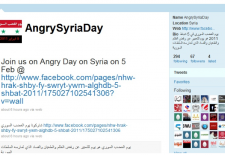 Call for an Anger Day in Syria on Twitter