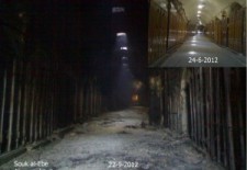 Al-Ebi Souk before and after it was burnt. (Facebook - The Grandchildren of Kawakibi)