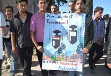 Demonstrators in Kafranbil, Idlib province - Facebook