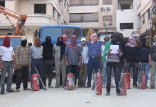 A rescue team in the Eastern Ghouta area outside Damascus, which is under the control of the FSA