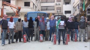 A rescue team in the Eastern Ghouta area outside Damascus, which is under the control of the FSA