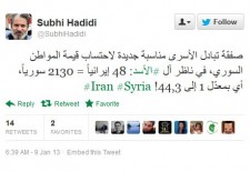 "The prisoner swap is a chance to calculate what a Syrian citizen is worth in the eyes of the Assad family: 48 Iranians=2130 Syrians; a ratio of 1 to 44.3!"
