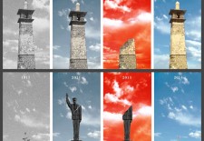 A cartoon by artist Ayham Jumaa, shows the artist’s hope that the minaret of Al Omari Mosque in the city of Deraa will be rebuilt after the fall of President Bashar al-Assad – Facebook