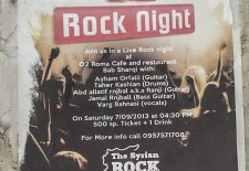 Photo A poster advertises a rock concert in the Damascus neighbourhood of Maliki. Credit: "Lens Young Dimashqi" page on Facebook.