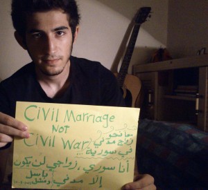 A Syrian calls for the adoption of civil marriage. Credit: "Civil Marriage in Syria" page on Facebook