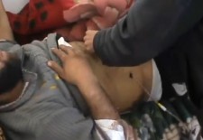 An injured man receives treatment in Kfar Nabl. Credit: YouTube