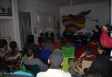 The screening of a film at the Mobile Film Festival. Photograph from the centre’s Facebook page.
