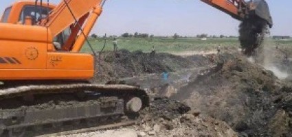 The small, artificial river in the village of Al-Khareeta. Photograph: Amin al-Arsan