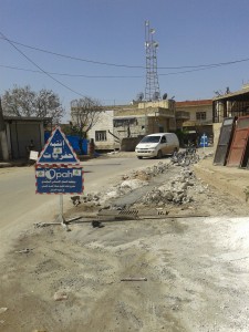A sewage network is installed in Kfar Nabel. Photo: Maha al-Ahmad
