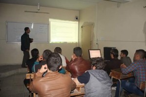 A lecture at the medical institute in Kfar Nabel. Photo: Hadia Mansour