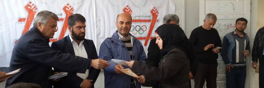 من حفل توزيع الجوائز في مسابقة الأولمبياد العلمي الأول تصوير آمنة اليوسف