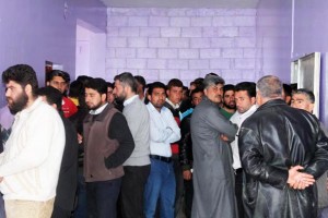 A group of teachers wait for their interviews. Photo: Mostafa al-Jalal